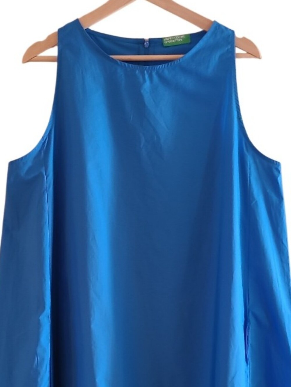 United Colors Of Benetton Kadin 100% Cotton Sleeveless A-Line Mini Dress Blue - Picture 6 of 17